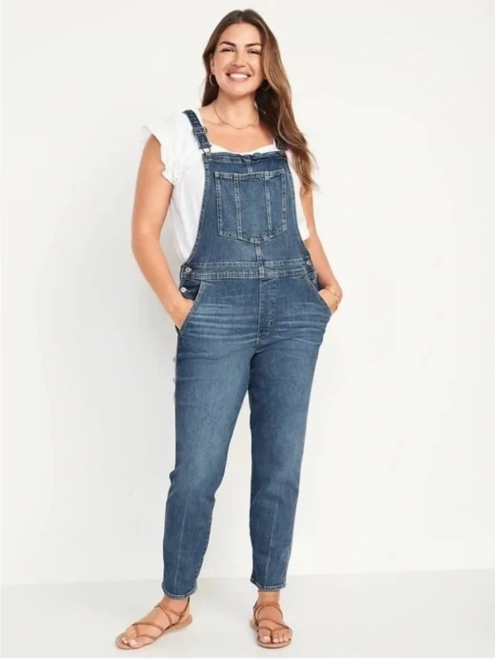 Old Navy Women's Petite 8P Casual Denim Overall Jumpsuit Solid Streetwear Bibs